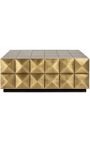 GLASTON coffee table in brushed golden brass with geometric shapes