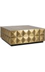 GLASTON coffee table in brushed golden brass with geometric shapes