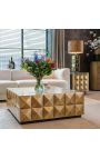 GLASTON coffee table in brushed golden brass with geometric shapes