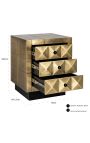 GLASTON side table in brushed golden brass with geometric shapes