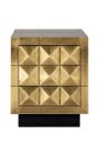 GLASTON side table in brushed golden brass with geometric shapes