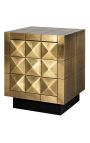 GLASTON side table in brushed golden brass with geometric shapes