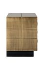 GLASTON side table in brushed golden brass with geometric shapes