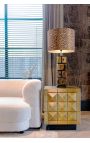 GLASTON side table in brushed golden brass with geometric shapes