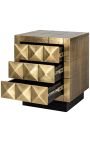 GLASTON side table in brushed golden brass with geometric shapes