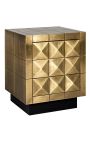 GLASTON side table in brushed golden brass with geometric shapes