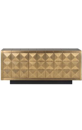 GLASTON Brushed Gilded Brass Sideboard with Geometric Shapes - 180 cm