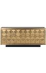 GLASTON Brushed Gilded Brass Sideboard with Geometric Shapes - 180 cm