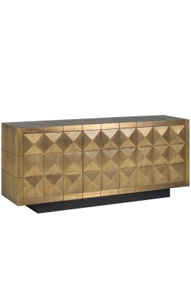 GLASTON Brushed Gilded Brass Sideboard with Geometric Shapes - 180 cm