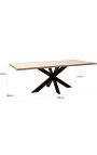 Table de repas rectangulaire OSIS en métal bronze et travertin beige - 230 cm