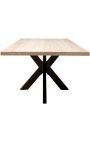 Table de repas rectangulaire OSIS en métal bronze et travertin beige - 230 cm