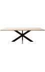 Table de repas rectangulaire OSIS en métal bronze et travertin beige - 230 cm