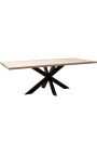 Table de repas rectangulaire OSIS en métal bronze et travertin beige - 230 cm