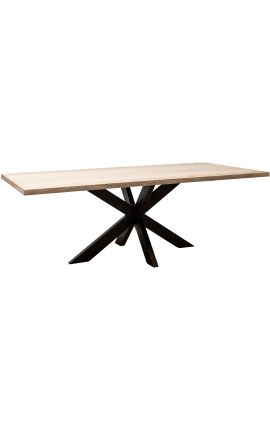 OSIS rechthoekige eettafel in brons metaal en beige travertijn - 230 cm