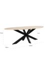 OSIS oval dining table in bronze metal and beige travertine - 230 cm