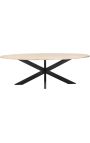 OSIS oval dining table in bronze metal and beige travertine - 230 cm