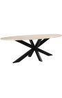 OSIS oval dining table in bronze metal and beige travertine - 230 cm