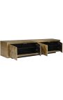 GLASTON TV cabinet in brushed brass with geometric shapes - 220 cm