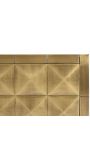 GLASTON TV cabinet in brushed brass with geometric shapes - 220 cm