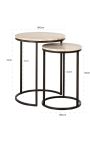 Set of 2 OSIS side tables in bronze color metal and beige travertine