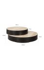 OSIS coffee table with 2 tops in beige travertine and bronze metal color