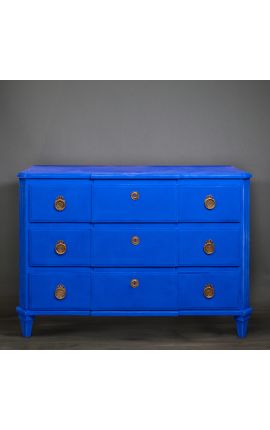 Commode Suédoise coloris bleu "Klein" patiné à 3 tiroirs