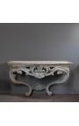 Large Louis XV Rocaille style console in natural patinated wood