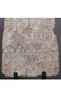 Babylonian sand stone stele on black metal support