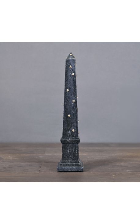 Obelisk with bees carved in 40 grey marble cm size M