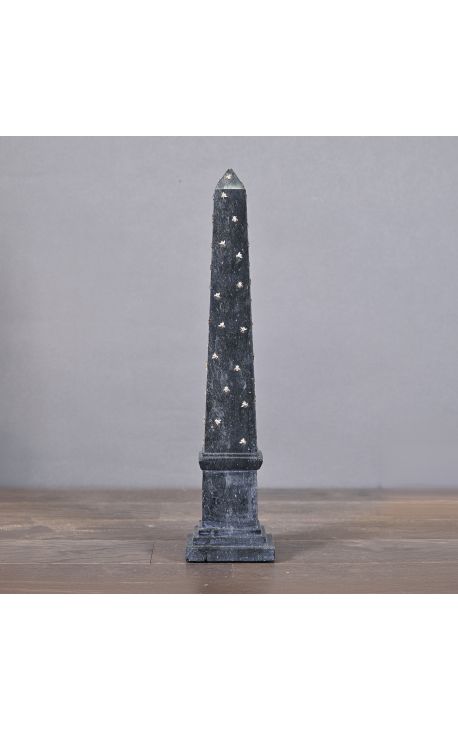 Obelisk with bees carved in 51 grey marble cm size L