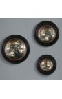 Set of 3 round convex mirrors said "witch mirror"