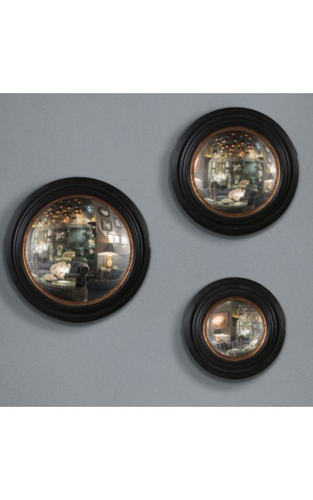 Set of 3 round convex mirrors said "witch mirror"