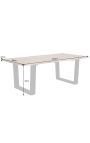 ARGES acacia coffee table with black metal base - 120 cm