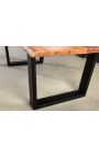 ARGES acacia coffee table with black metal base - 120 cm