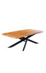 DAMY acacia coffee table with black metal base - 110 cm