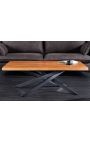 DAMY acacia coffee table with black metal base - 110 cm