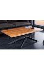 DAMY acacia coffee table with black metal base - 110 cm