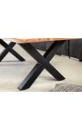 Gery acacia coffee table with black metal base - 120 cm - 25mm