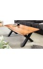 Gery acacia coffee table with black metal base - 120 cm - 25mm