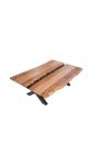 BRAZY acacia coffee table with black metal base - 100 cm - 38mm