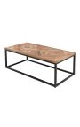 SOLA mango coffee table with black metal base - 100 cm