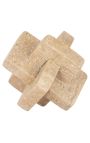 Contemporary sculpture with geometric shapes in beige travertine