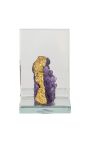 Crystal bookend with gold-lined purple amethyst