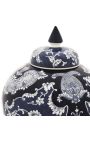 Round enamelled blue ceramic "Cashmere" decorative urn-type vase