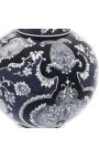 Round enamelled blue ceramic "Cashmere" decorative urn-type vase