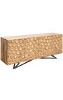 JOHN 4-door sideboard in Manguier and birch with pattern geometric 3d