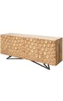 JOHN Credenza a 4 porte a Manguier e betulla con motivo geometrico 3d