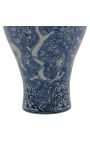 Decorative urn-type vase "Dragon" in blue enamelled ceramic, large model