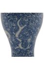 Decorative urn-type vase "Dragon" in blue enamelled ceramic, large model