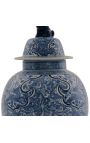 Decorative urn-type vase "Dragon" in blue enamelled ceramic, large model